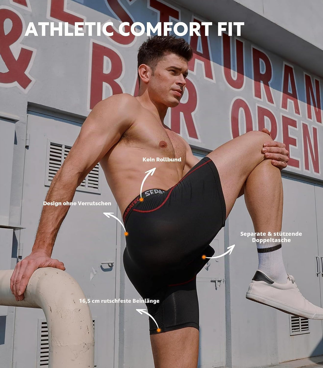 Separatec Sport Boxershorts Herren Schnelltrocknende Unterhosen Männer mit Doppelter Beutel Retrosho