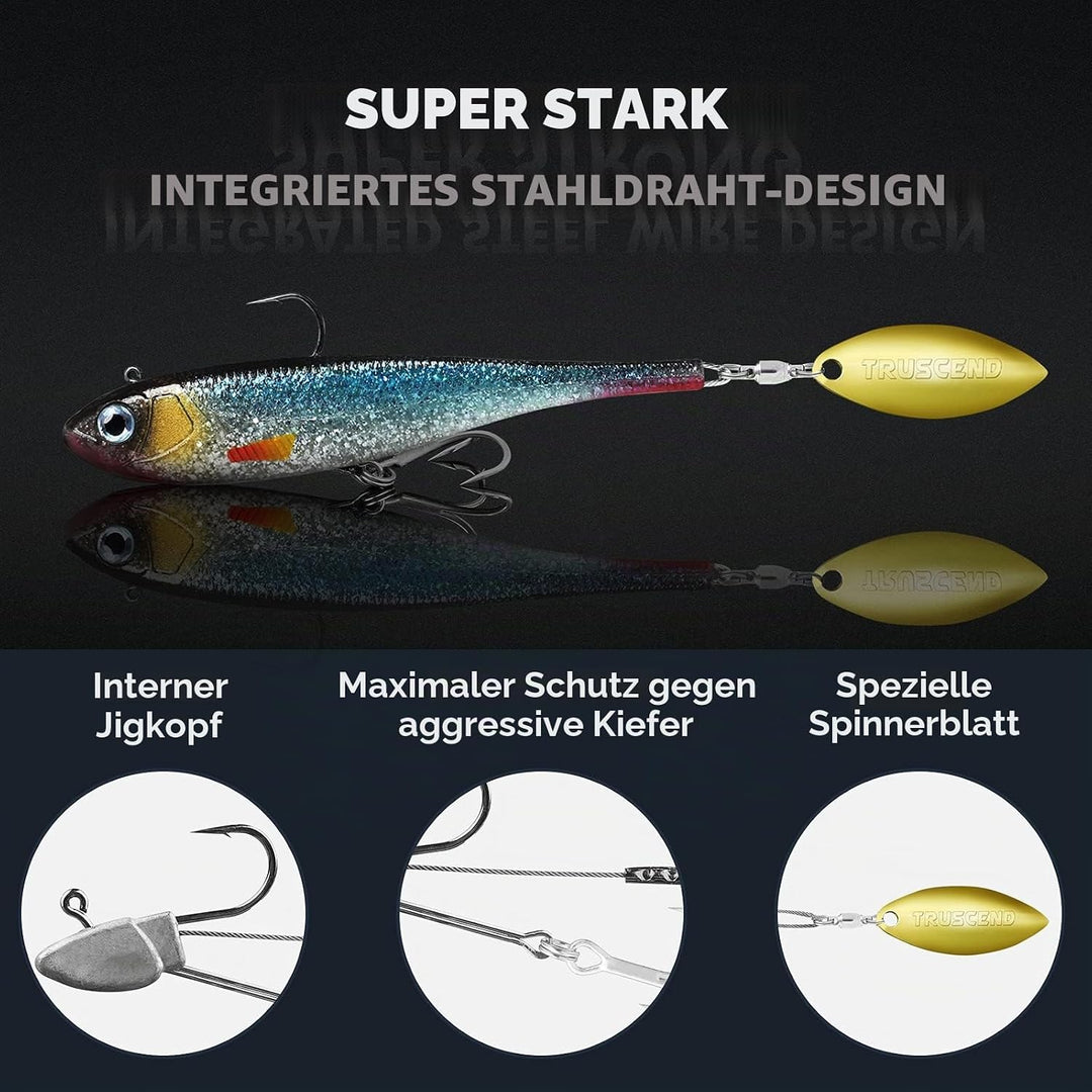 TRUSCEND Gummifische Angelköder für Forelle Zander & Barsch, Kunstköder Angelausrüstung Gummiköder A