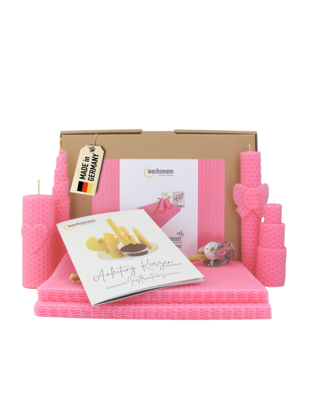 Wachsmann DIY Bienenwachs Kerzen Bastelset – Starterset für 10 Kerzen in vielen Farben – 100% reines