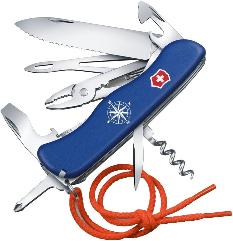 VICTORINOX Taschenmesser Skipper, 5 Funktionen, Swiss Made, Multitool inkl. Grosse Klinge mit Wellen