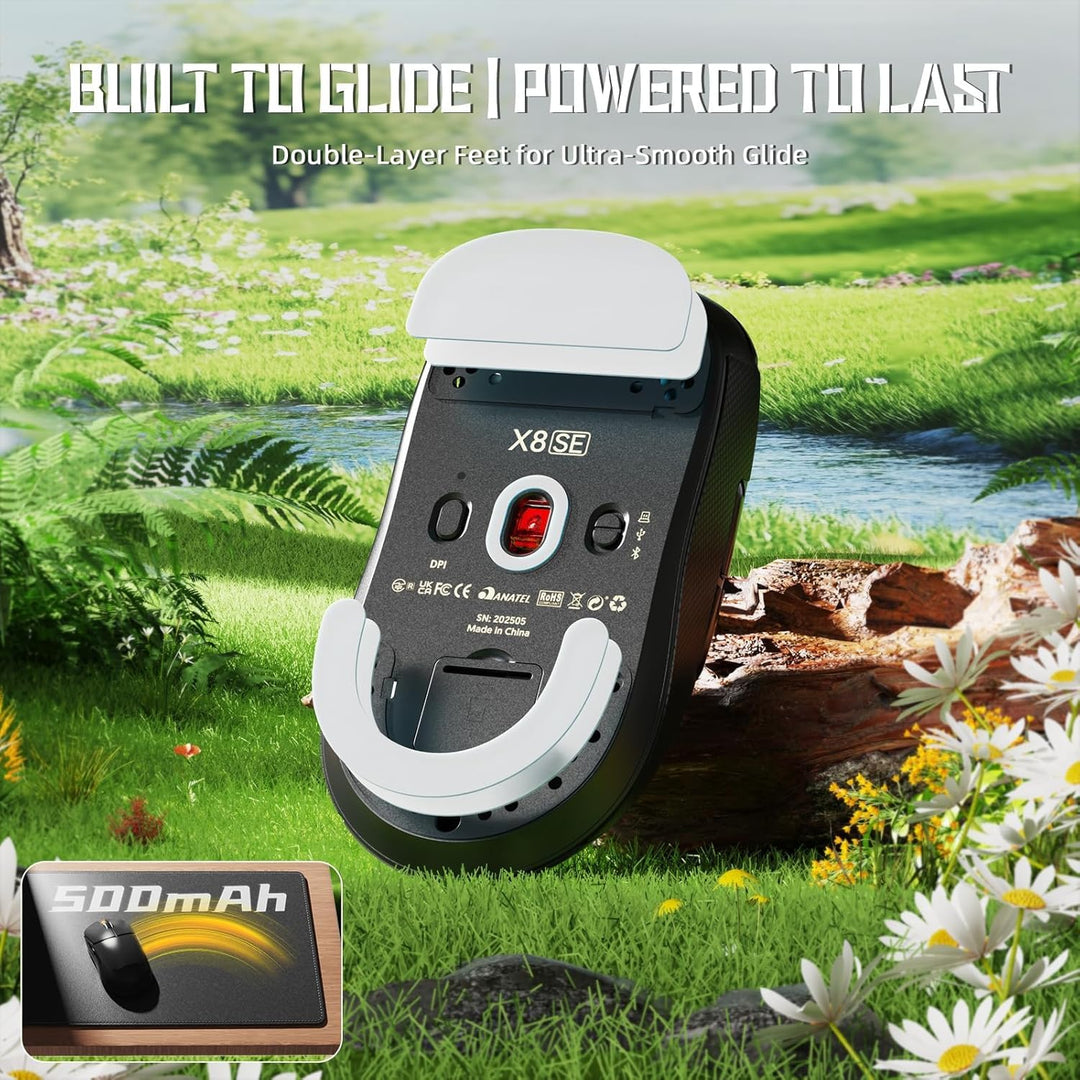 ATTACK SHARK X8SE Kabellose Gaming-Maus, 55g Ultraleicht, PAW3311 Sensor, BK52820 Chip, 25.000 DPI,
