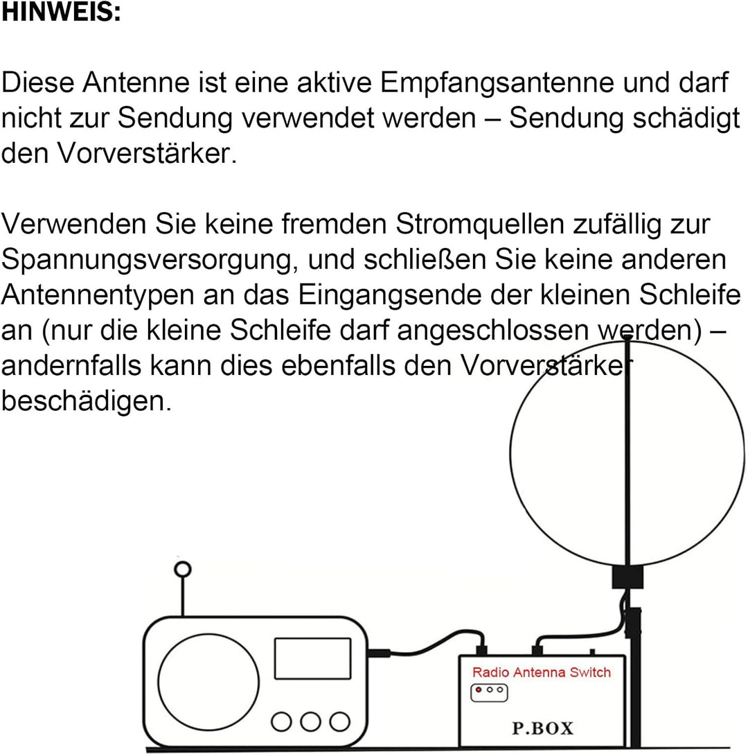 AURSINC K-480WLA Tragbare Kurzwellen-Radio aktive Schlaufenantenne 0,5 MHz–500 MHz Full-Band LW/MW/S