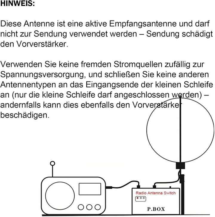 AURSINC K-480WLA Tragbare Kurzwellen-Radio aktive Schlaufenantenne 0,5 MHz–500 MHz Full-Band LW/MW/S