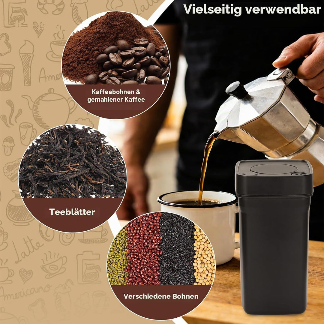 Romon Kaffeedose Luftdicht, 1.2L Edelstahl Vakuum Kaffeebohnen Behälter, Aufbewahrungsdose mit Dicht