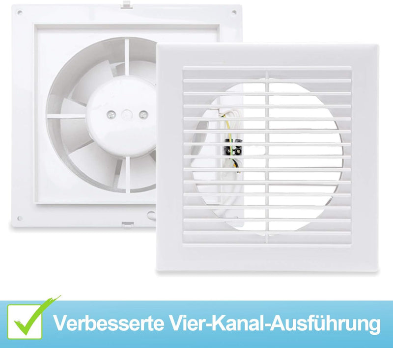 Randaco Badlüfter Ø 100mm Wandventilator Lüfter, badezimmer Abluft Ventilator Küche WC Bad Lüfter, L