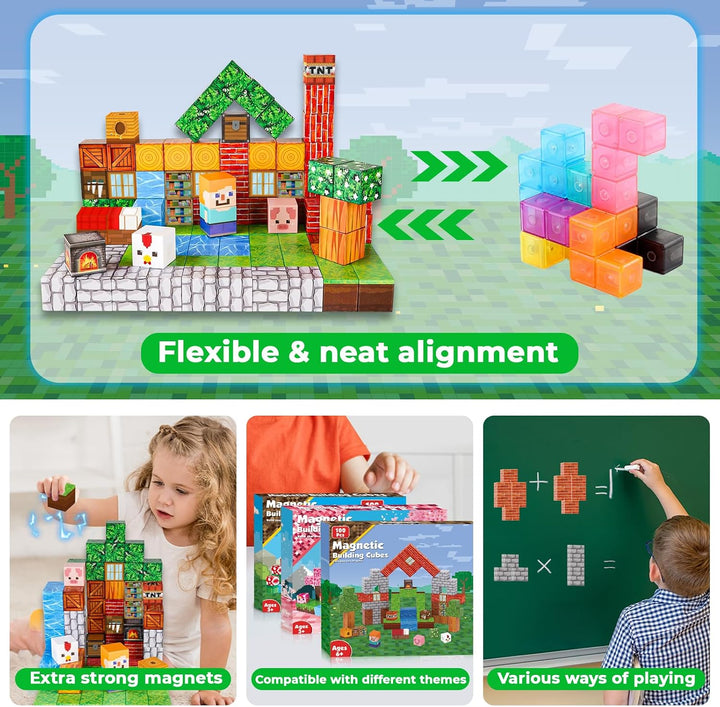 Goody King Magnetische Bausteine Bauspielzeug 100 Pcs Magnetbausteine für Kinder Montessori Kreative