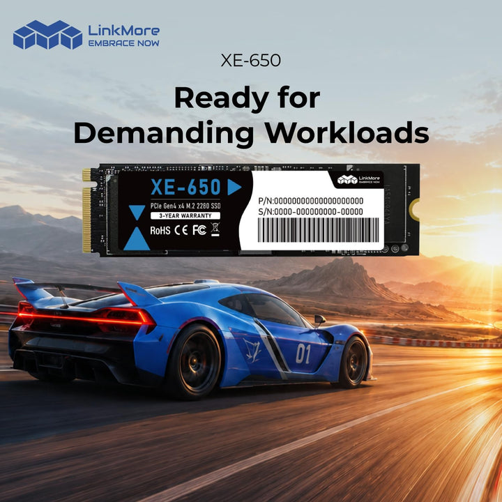 LinkMore XE-650 2 TB NVMe PCIe 4.0 interne SSD, bis zu 7200 MB/s Lese, M.2 2280 Speicher für Gaming-