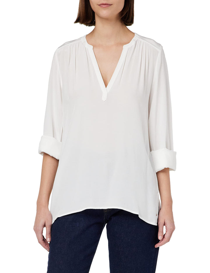 Tommy Hilfiger Damen Bluse Elegant 38 Ecru, 38 Ecru