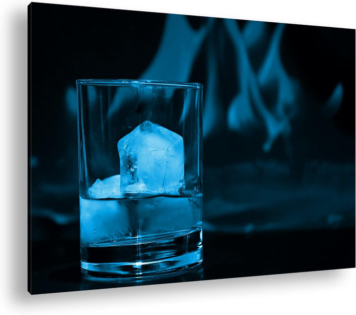 deyoli Glas edlen Whisky Format: 100x70 Effekt: Monocrome Blau als Leinwandbild, Motiv fertig gerahm
