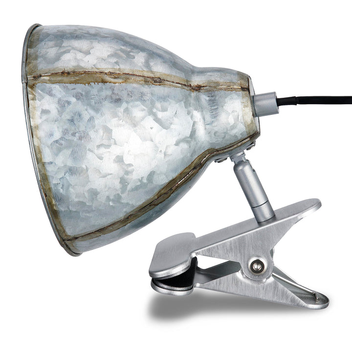 REV – Klemmlampe im angesagten Retro-Look mit E27 Fassung Zinkfarben – Leselampe Bett IP20 schwenkba