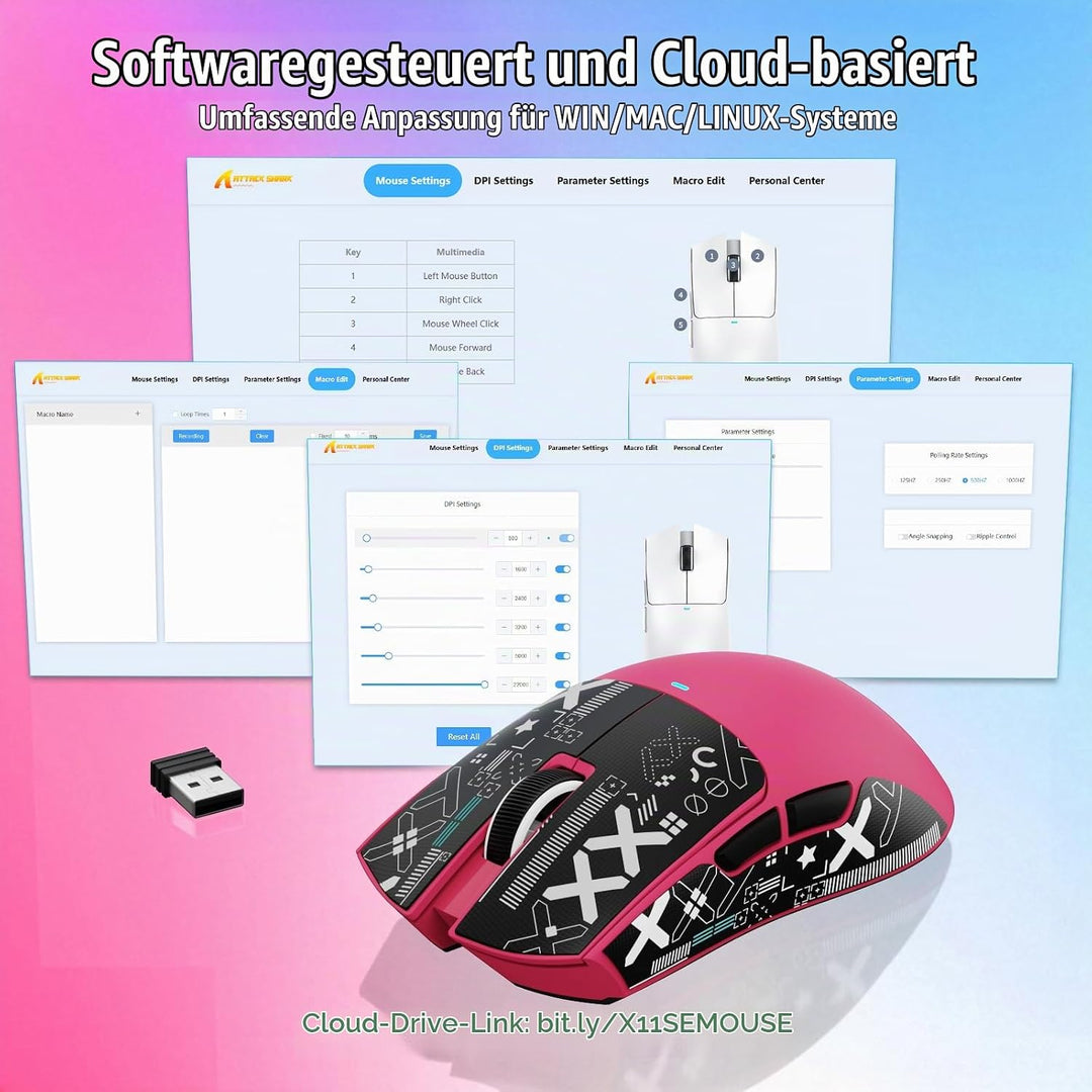 ATTACK SHARK X11 SE Kabellose Gaming-Maus, PixArt PAW3311 Gaming-Sensor, BT/2.4G Wireless/Kabelgebun