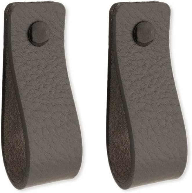 Brute Strength - Ledergriffe für Möbel - Dunkelgrau - 6 Stück - 16,5 x 2,5 cm - Schrankgriff, Türgri