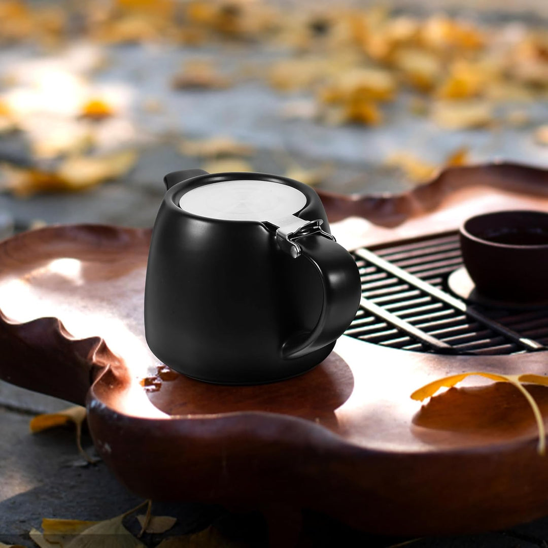 VILLCASE Keramik-Teekanne Mit Edelstahl-Teesieben 500 Ml Kleiner Keramik-Teekessel Für Lose Teeblätt