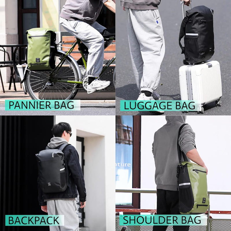 BAIGIO 3 in 1 Fahrradtasche für Gepäckträger Wasserdicht Multifunktion Gepäckträgertasche 22-25L Fah