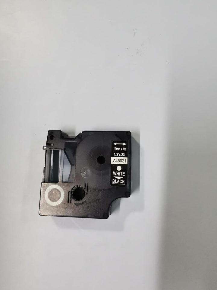 Oozmas Schriftband kompatibel mit Dymo D1 Weiss auf Schwarz 45021 12mm x 7m, Etikettenband kompatibe