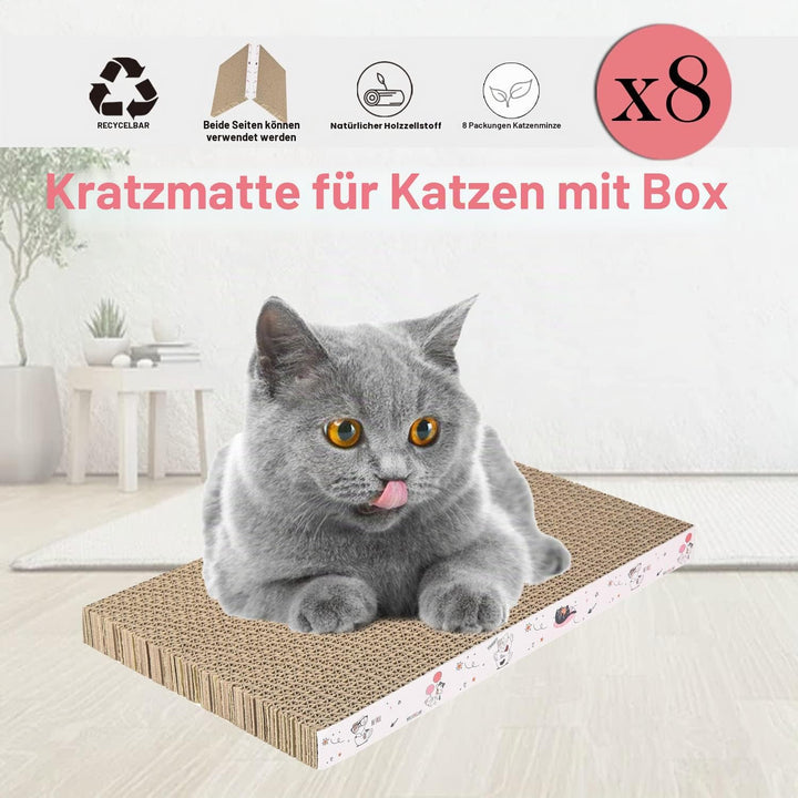 8 Packungen in 1 Katzenkratzkissen, Katzenkratzer aus Karton, wendbar, langlebig, recycelbar, Premiu
