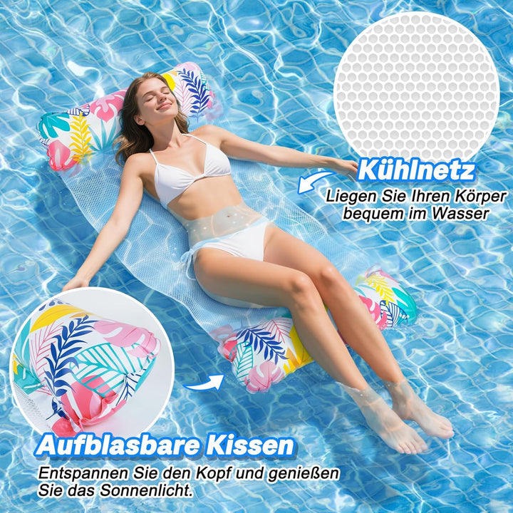 Elidepe Luftmatratze Pool, XL Pool Spielzeug Luftmatratze Wasser, 2 Stück PoolZubehör Spass Erwachse