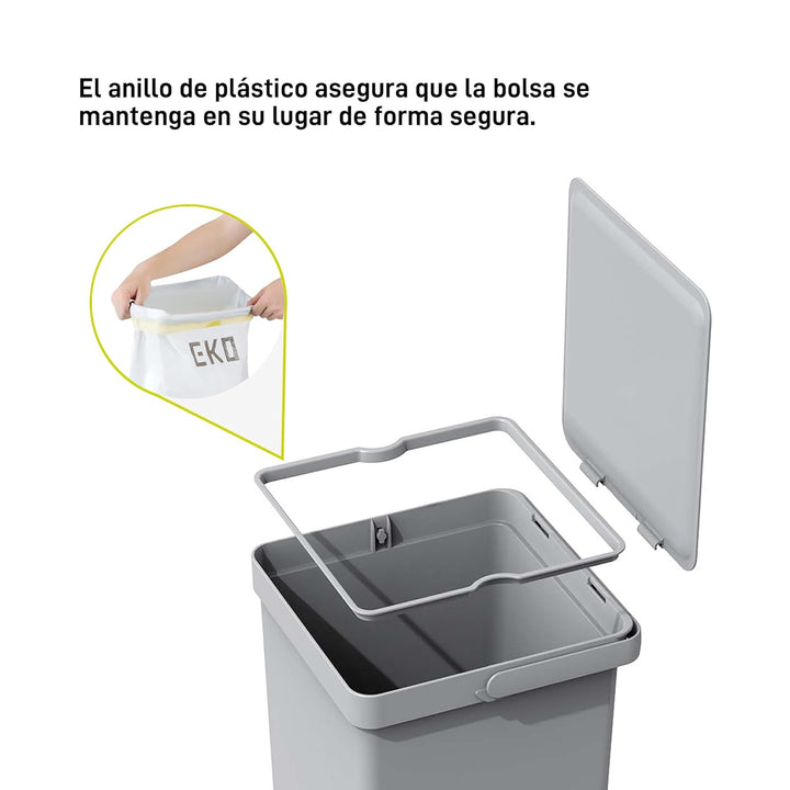 EKO Ausziehbarer recycelbarer Küchenmülleimer für die Küche, 20 l und 15 l, mit 2 Fächern | Abfallei