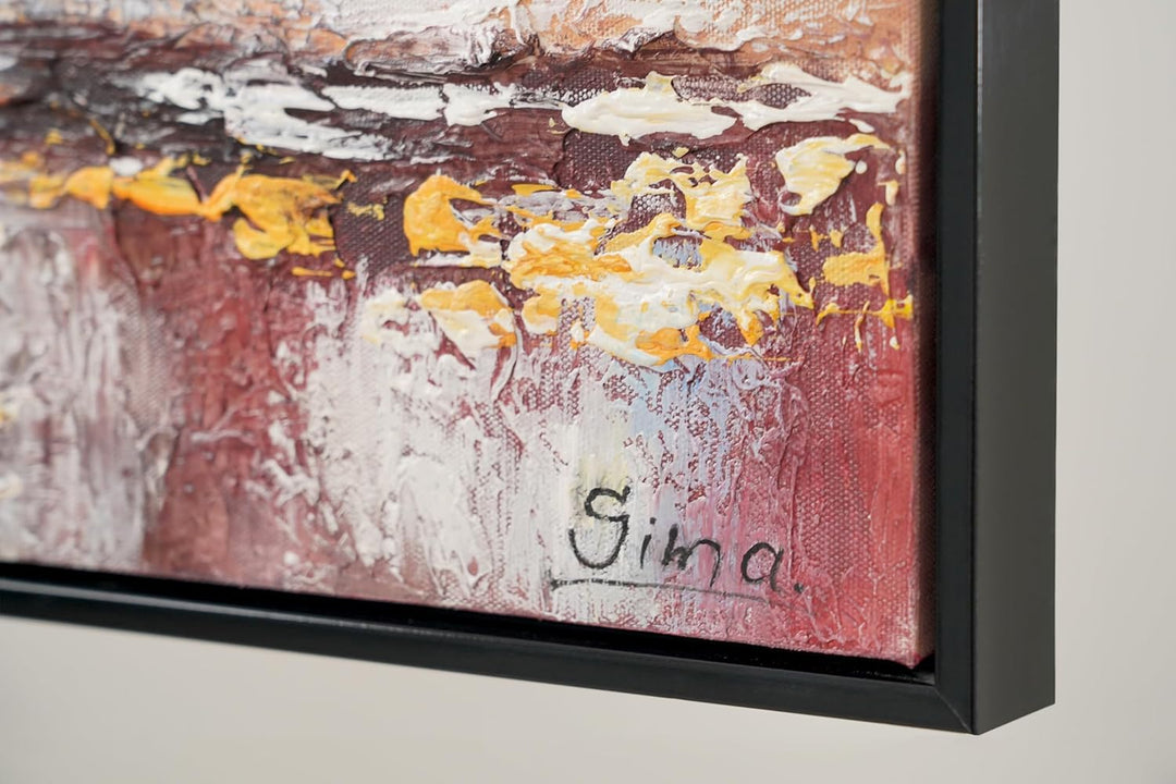 YS-Art Abstrakt Stil Acryl Gemälde auf Leinwand Megapolis Grossstadt handgemalt Wandbilder Wohnzimme