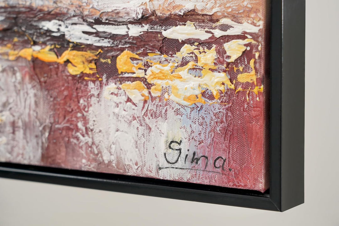 YS-Art Abstrakt Stil Acryl Gemälde auf Leinwand Megapolis Grossstadt handgemalt Wandbilder Wohnzimme