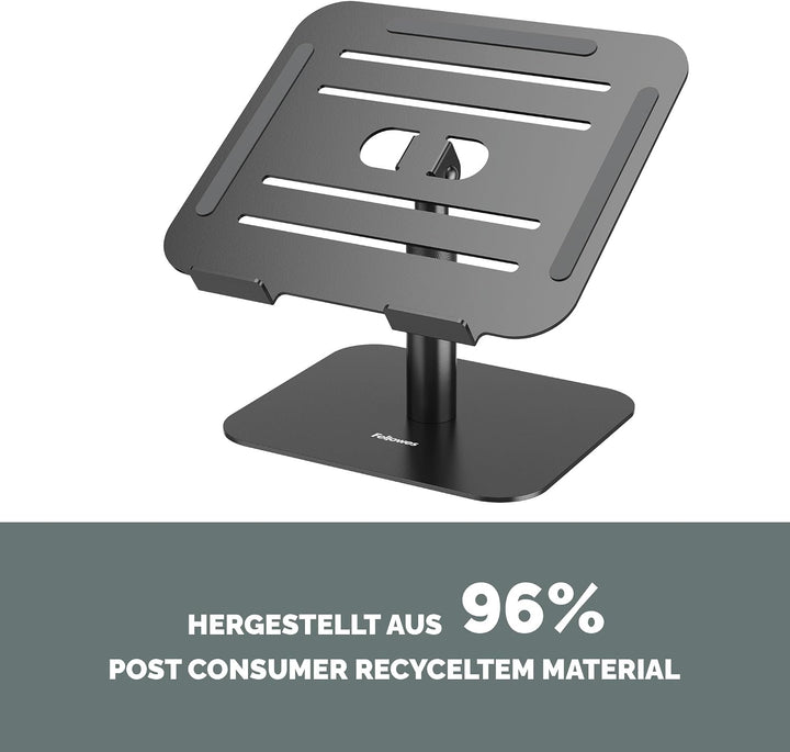 Fellowes Alumia™ Laptopständer – Schwarz – Ergonomisch, höhen- &amp; neigungsverstellbar – Aus recycelte