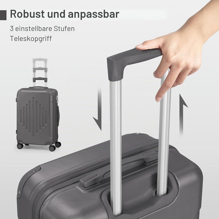 LALAHO Zwillingsrollen Reisekoffer Koffer Trolleys Hartschale M-L-XL-Set (Dunkelgrau, L, 65CM) Dunke