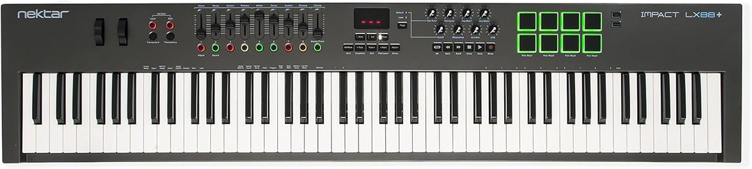 Nektar Impact LX88 + USB MIDI Keyboard Controller with DAW Integration & M-Audio SP-2 - Universal Su