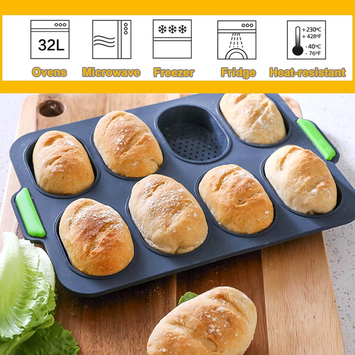 3 Stück Baguette Backform – Non-Stick & Baguette-Backblech, Hitzebeständig Brotbackform Silikon für