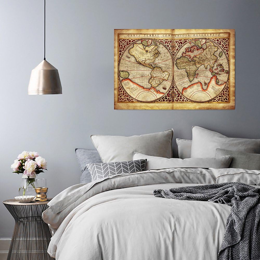 Feeby Frames, Leinwandbild, Bilder, Wand Bild, Wandbilder, Kunstdruck 70x100cm, WELTKARTE, GLOBUS, W