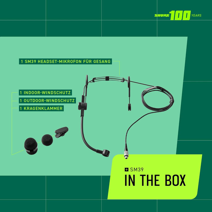 Shure SM39 Mikrofon - Kardioid-Kopfbügelmikrofon für Sprach- und Performance-Anwendungen, TA4F-Ansch