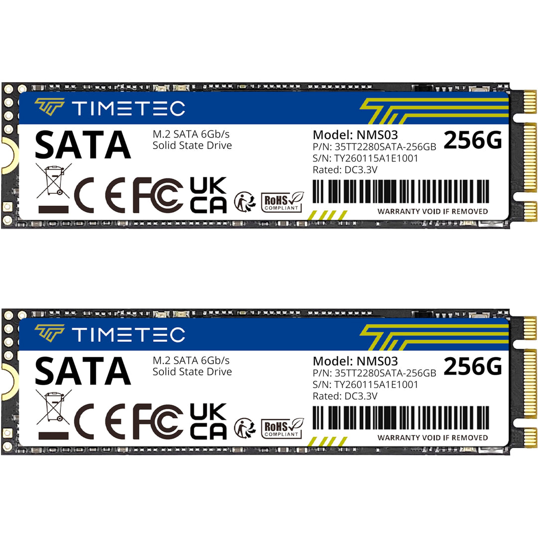 Timetec 256GBx2 (2er-Pack) SSD 3D NAND TLC SATA III 6 Gb/s M.2 2280 NGFF 128 TBW Lesegeschwindigkeit