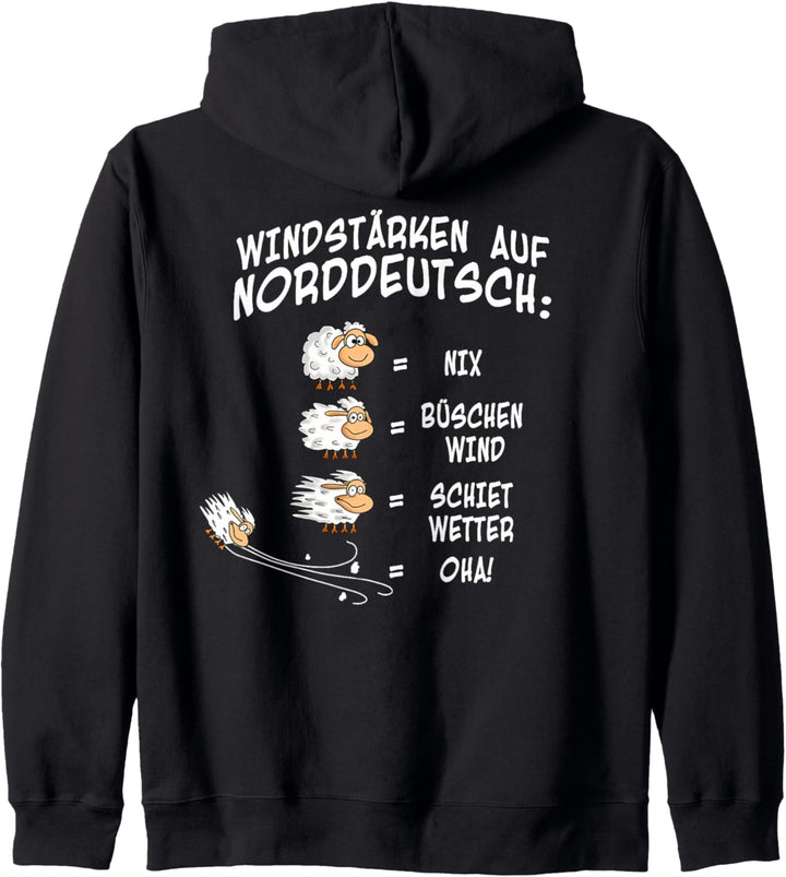 Norddeutsch Worte Schafe Windstärke Schietwetter Kapuzenjacke
