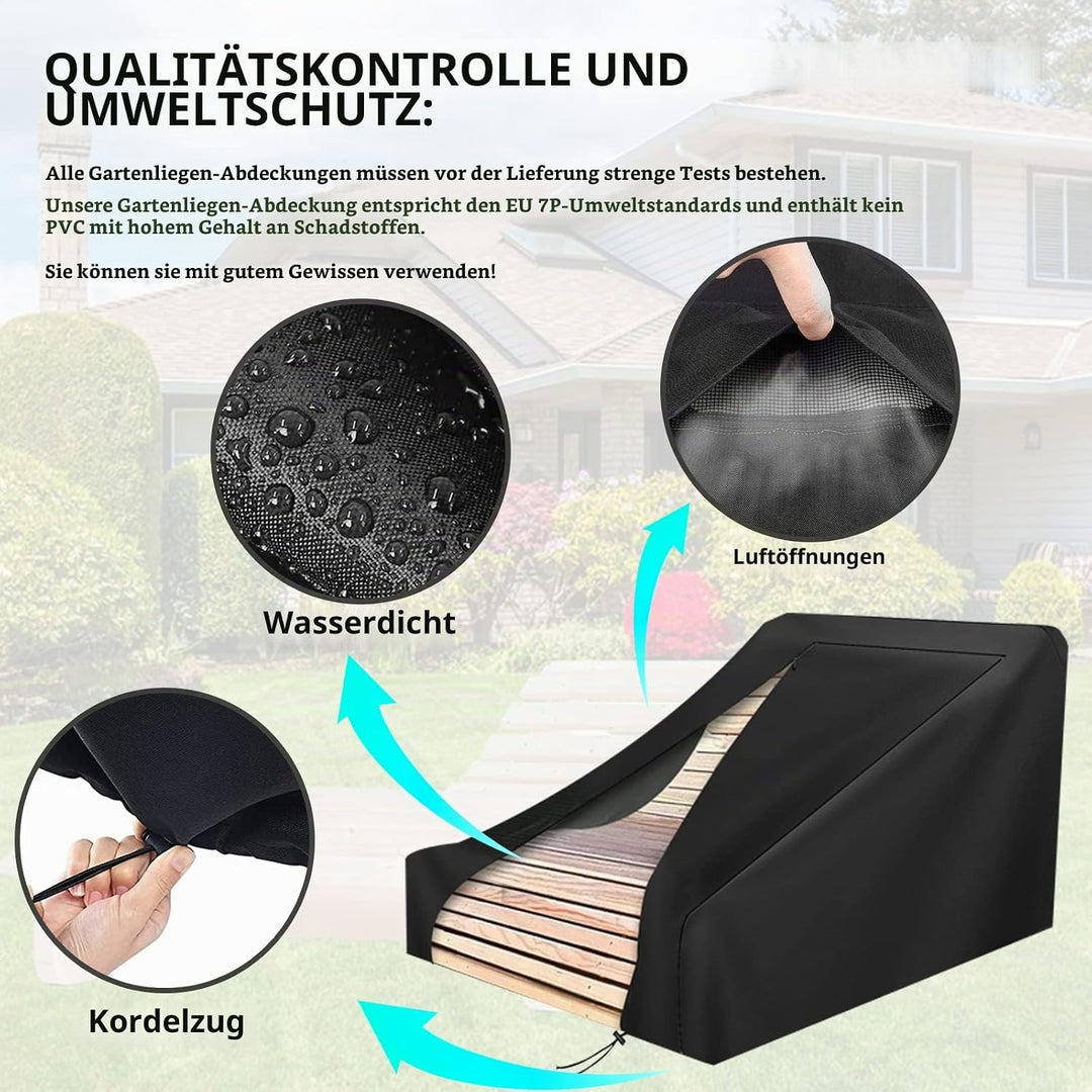 MRWiZMS Abdeckhauben Für Gartenliege, Sonnenliege Schutzhülle Abdeckung Winterfest,Holzliegen Outdoo