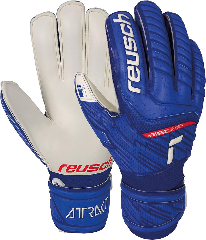 Reusch Unisex Torwarthandschuhe Attrakt Grip Finger Support Junior blau / weiss 4, blau / weiss 4