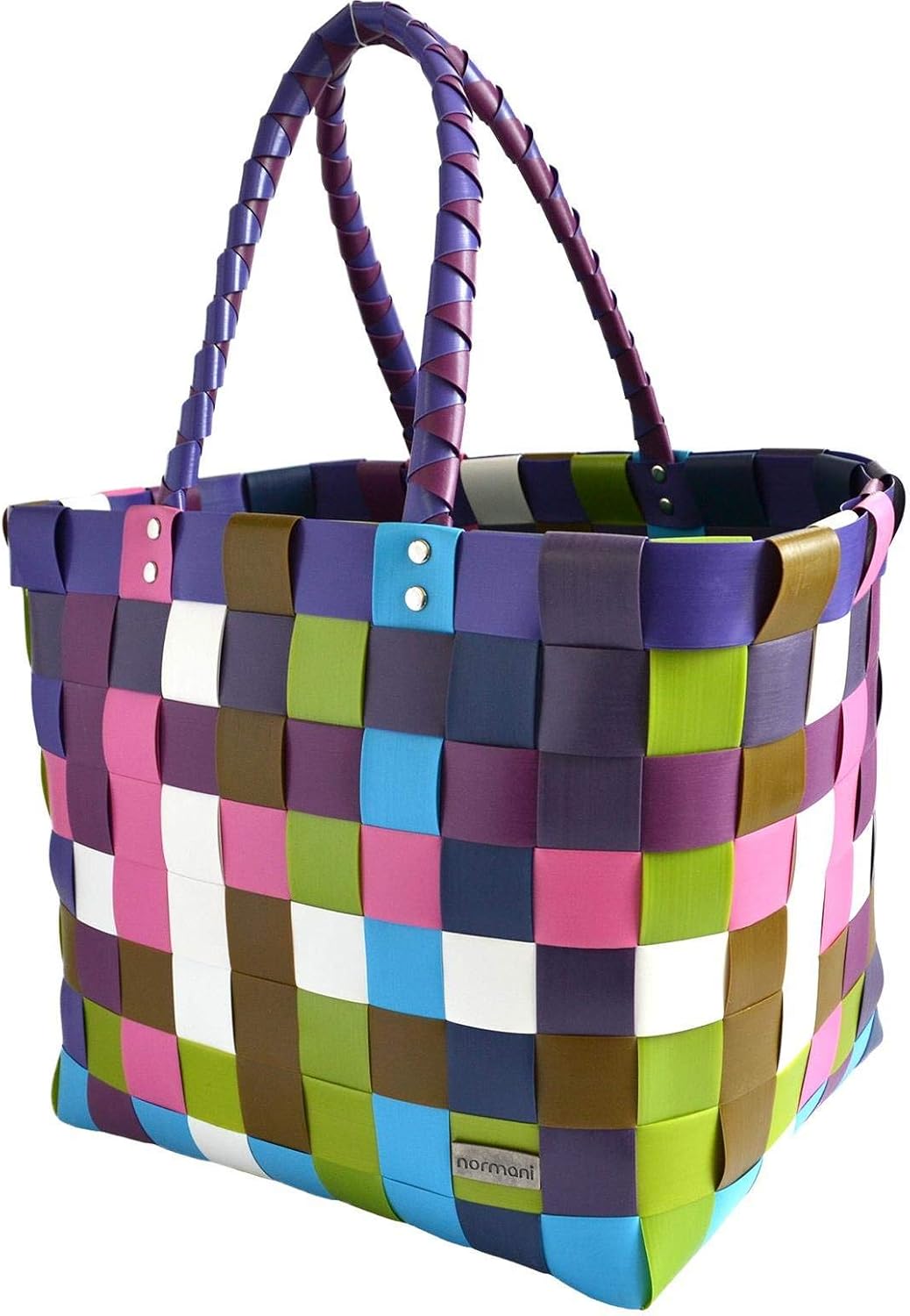 normani Einkaufstasche geflochten mit Henkeln - Tragetasche extra robust Farbe Classic/Sweet Classic