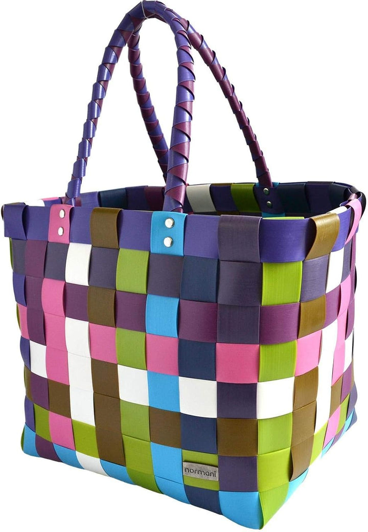 normani Einkaufstasche geflochten mit Henkeln - Tragetasche extra robust Farbe Classic/Sweet Classic