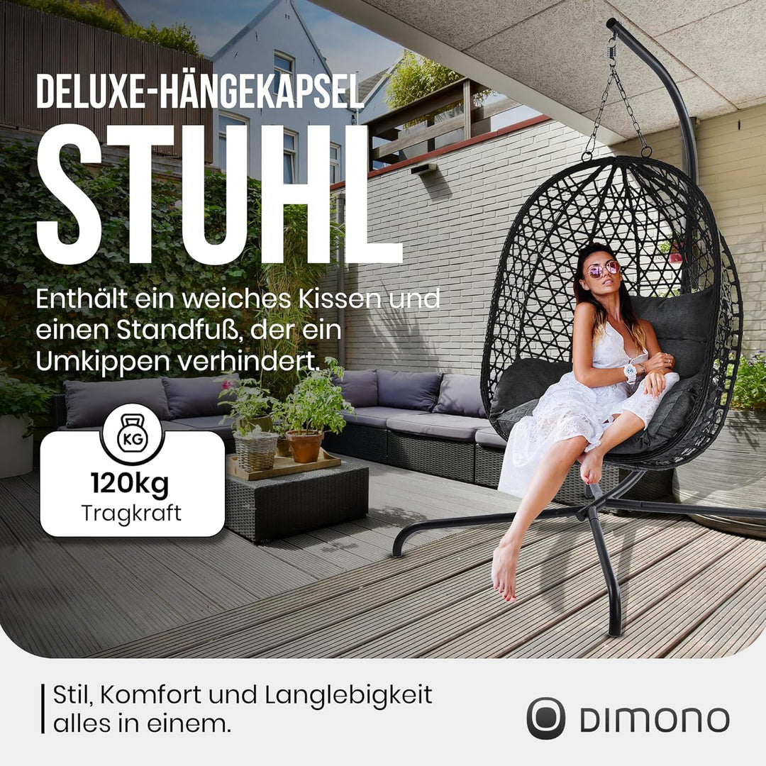 Hängesessel mit Gestell; Hängekorb Sessel; Schwebeliege Rattan Outdoor & Indoor Relax-Stuhl; Egg Sch