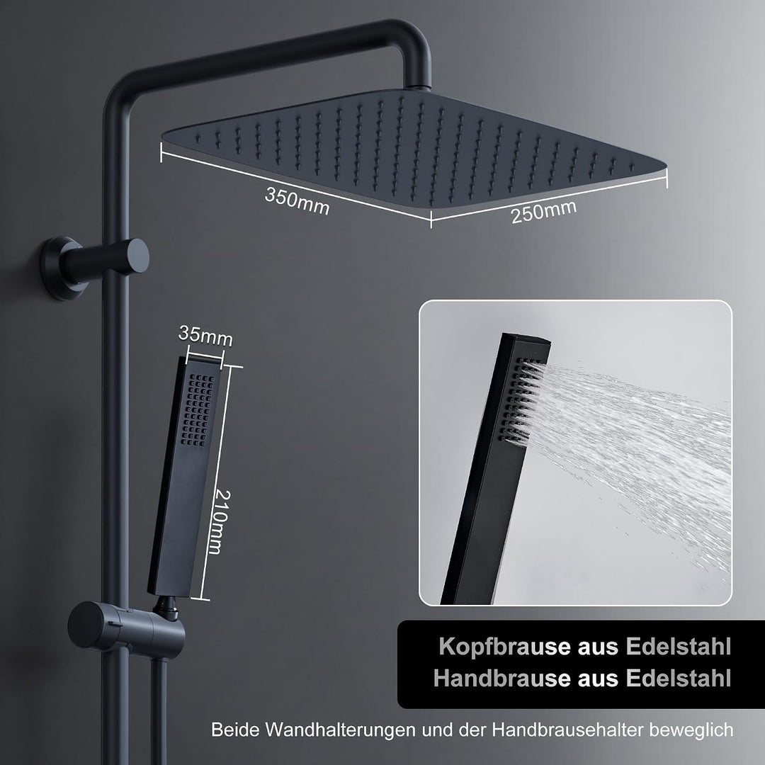 Görbach Regendusche Duschsystem ohne Armatur, Edelstahl Duschset mit 92cm Duschstange, XXL Überkopfb