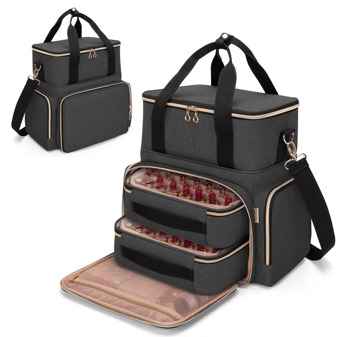 Luxja Nagellack Tasche, Nagellack Aufbewahrung Tasche für 70 Flaschen Nagellack und Nagellampe, Nage