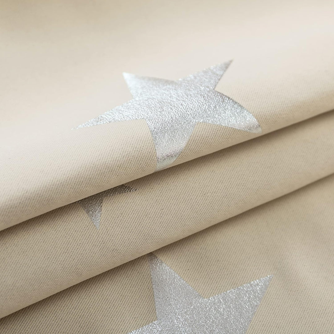 GIRASOLE HOME® Paar Verdunkelungsvorhänge weich gemustert, Sterne, weich, für Innenräume mit Tasche