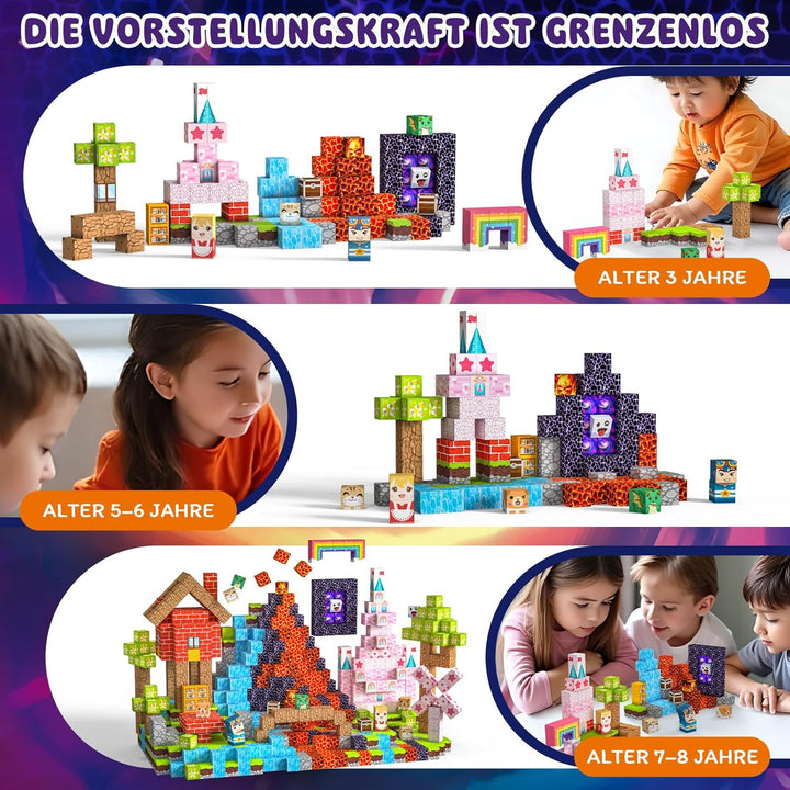 Magnetische Bausteine 150 PCS 2CM Magnetbausteine für Kinder ab 3 Jahre Magnetic Blocks, Montessori