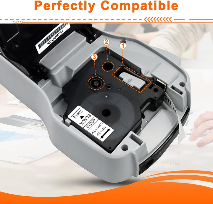 6x Labelwell Kompatibel DYMO D1 Etikettenband 45013 S0720530 Schriftband Ersatz für DYMO D1 A45013 4