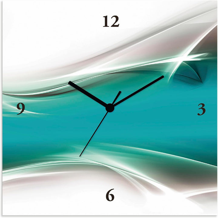 ARTLAND Wanduhr ohne Tickgeräusche Leinwand Quarzuhr 30x30 cm Quadratisch Lautlos Design Abstrakt Ku