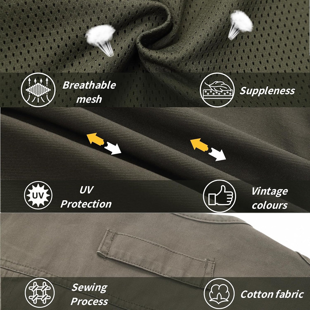 Herren Outdoor Weste Anglerweste mit Multi-Taschened Sommer Freizeit Baumwolle Weste Hundeweste Leic