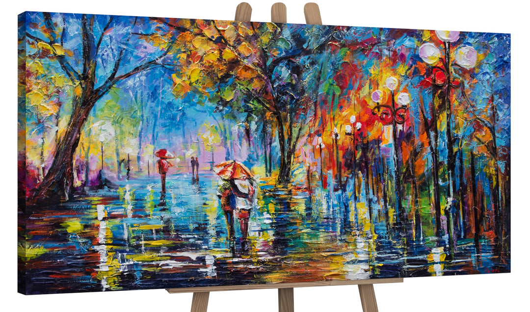 YS-Art Handgemaltes Acrylgemälde “Herbstliche Allee” | Moderne Acrylmalerei auf Keilrahmen | Geschen