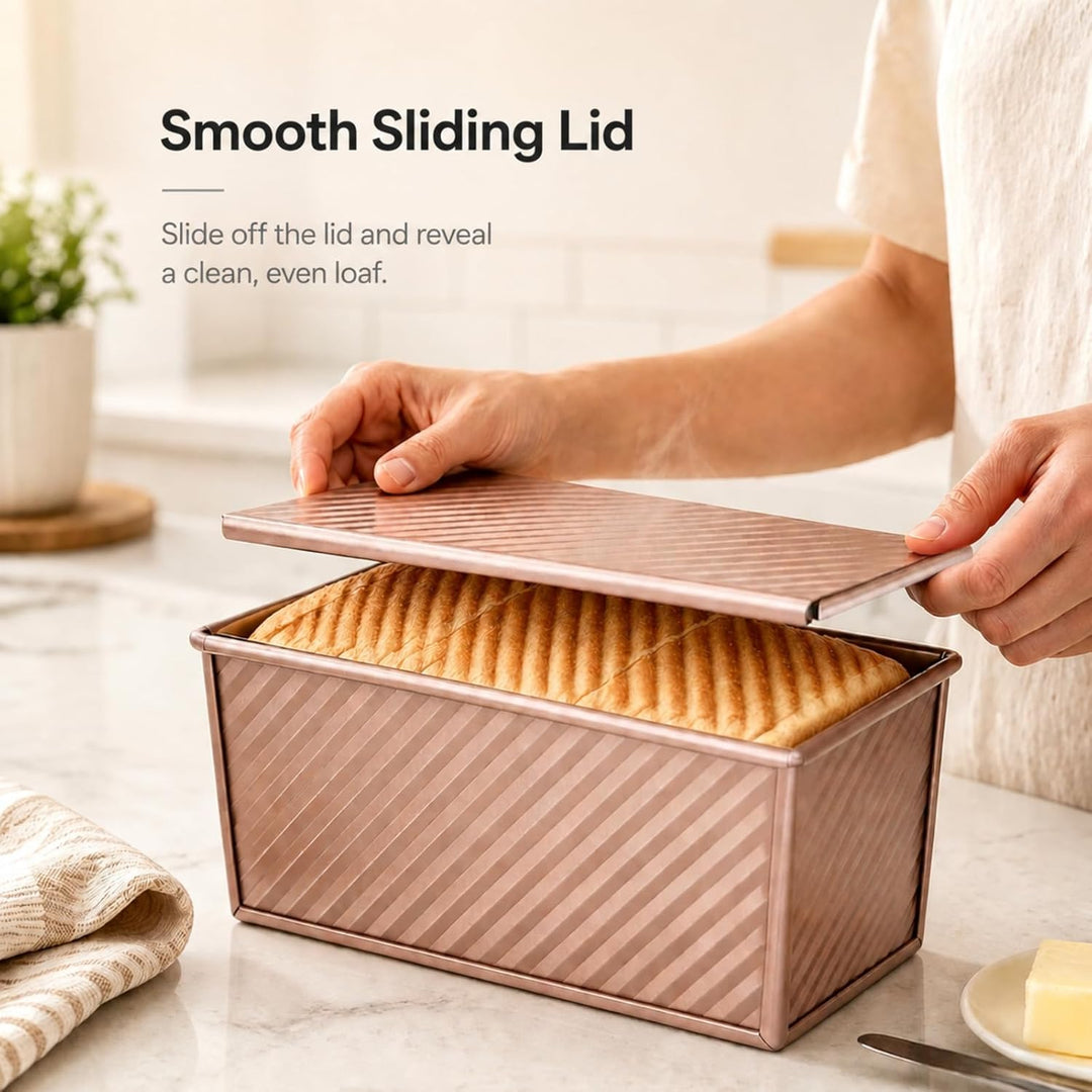 Pullman Kastenform zum Backen von Brot, Brotbackform mit Teigschaber, 0,5 kg Teig, Karbonstahl, Brot