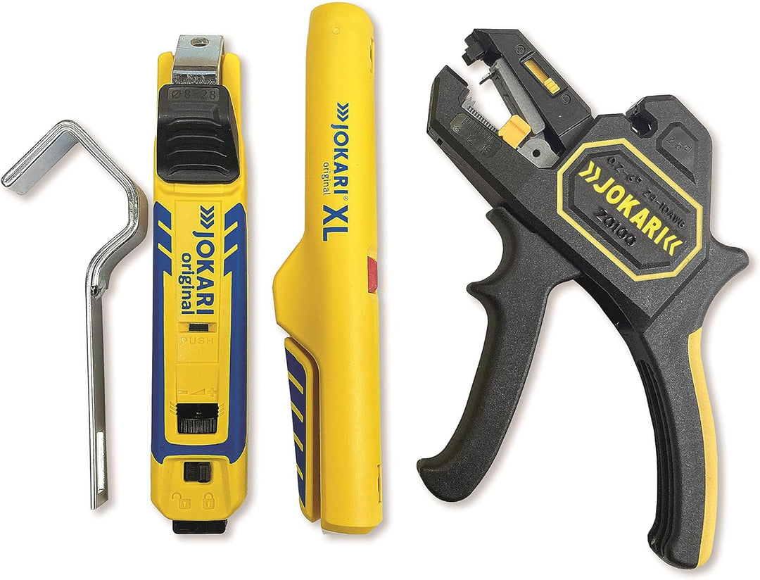 Jokari Hausinstallationsset Premium 3-Teilig (mit Abisolierzange SECURA 2K, Kabelentmantler XL und K
