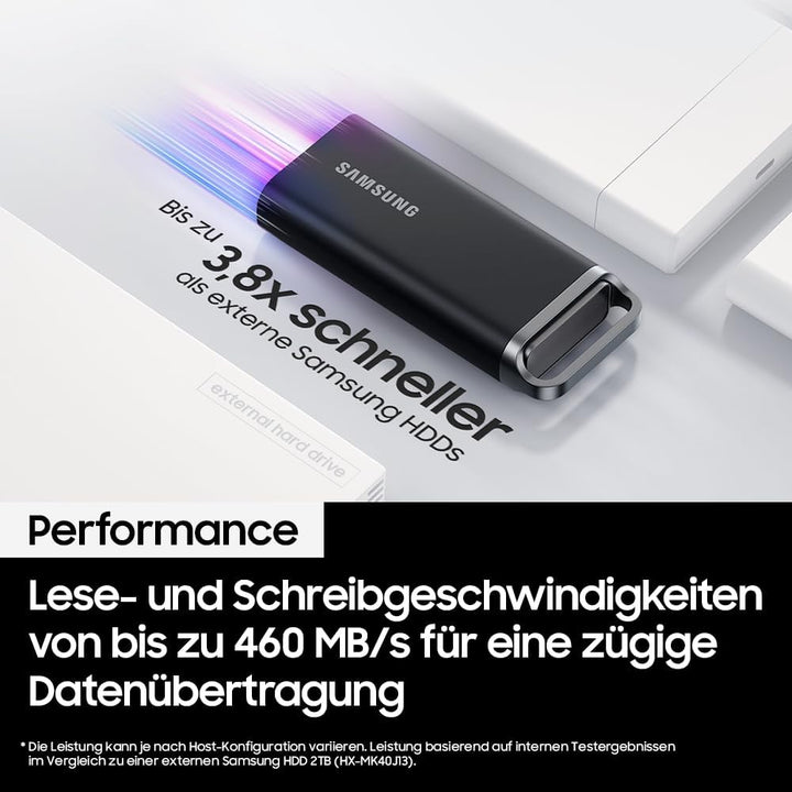 Samsung Portable SSD T5 EVO, 4 TB, USB 3.2 Gen. 1, 460 MB/s Lesen, 460 MB/s Schreiben, Externe Festp