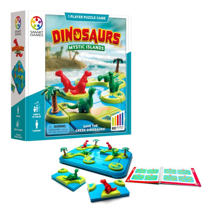 smart games - Dinosaurs Mystic Islands, Puzzle Game with 80 Challenges, 6+ Years, 24 x 24 x 6 cm (Lx