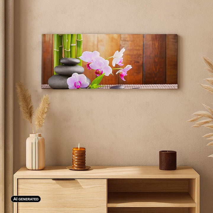 Wandbilder Dekoration Wohnzimmer Bambus Dekoration Blume Orchidee Panorama Bilder auf Leinwand 120x5